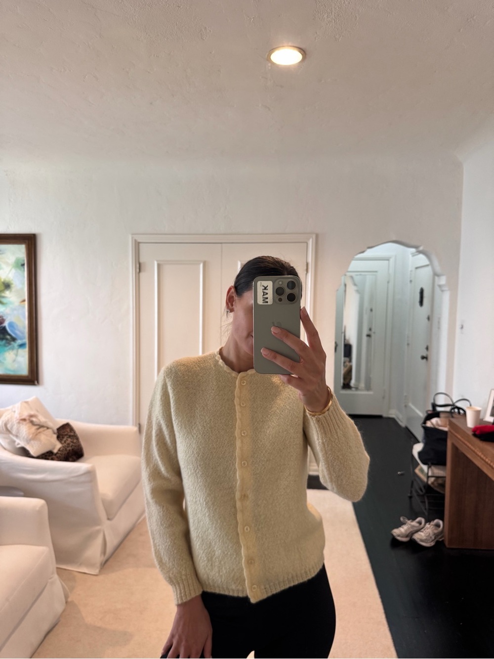 Women’s Cream Button-Front Sweater Cardigan